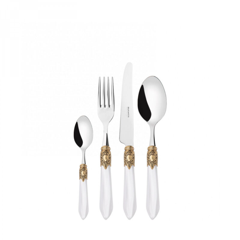 24 pièces couverts ensembles dans un boîtier en bois blanc blanc natif Oxford ghiera dorata Bugatti 24 pièces couverts ensembles dans un boîtier en bois blanc blanc natif Oxford ghiera dorata Bugatti