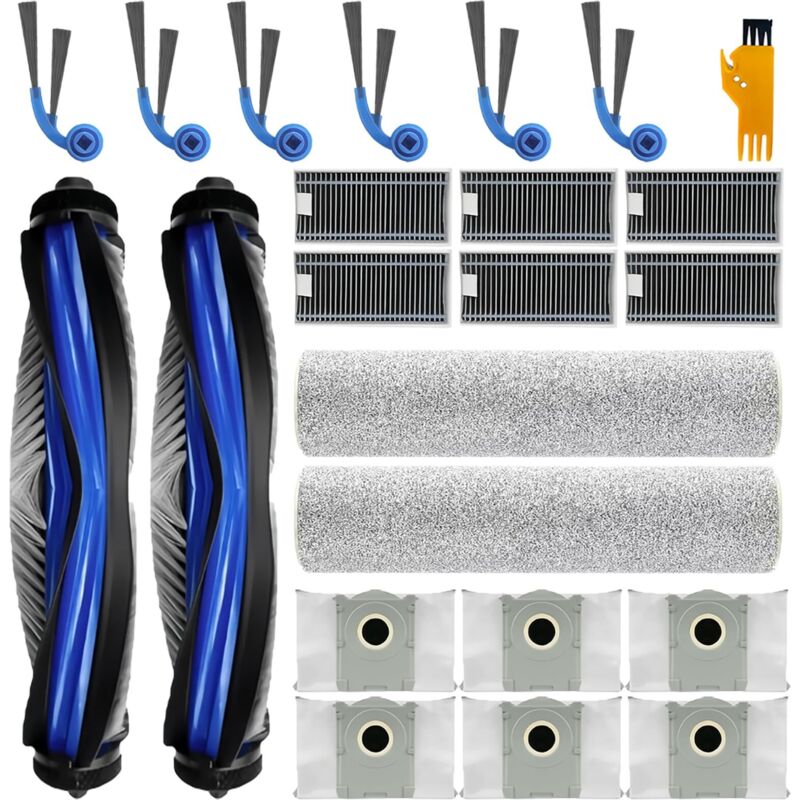 24 pièces d'accessoires pour Ecovacs Deebot T80 Omni / T80 Aspirateurs, 2 Brosses Principales,2 Rouleaux de Nettoyage Mopp,6 Filtres,6 Sacs de