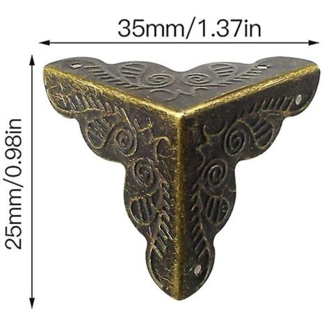 24 pièces de protection d'angle de meuble antique de 25 mm, protection d'angle vintage en métal pour meubles, boîte à bijoux, armoire