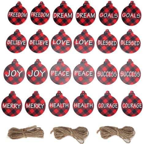 24 pièces décorations de Noël en bois 12 styles, pendentifs réutilisables pour arbre et porte