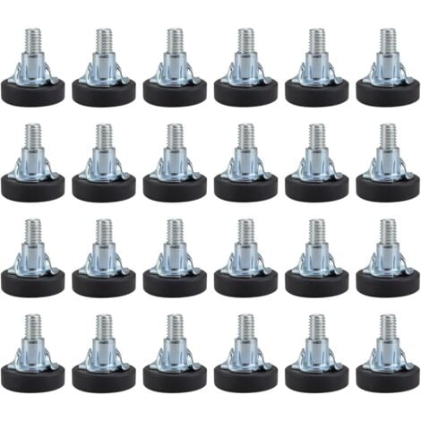 24 Pieces Furniture Leveling Feet, Adjustable Furniture Leg with Non-Slip PVC Plastic Base, Maximum Adjustable Height 20 mm, Furniture Leg with Square Nut