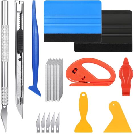 24 Pièces Kit Covering Outils de Film de FenêTre de Voiture Vinyle, Raclette en Feutre, Kit Covering Voiture, Vitre TeintéE Voiture pour Film Teinté Voiture