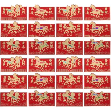 24 Pièces Lot de Enveloppes Rouges Traditionnelles Chinoises Année Du