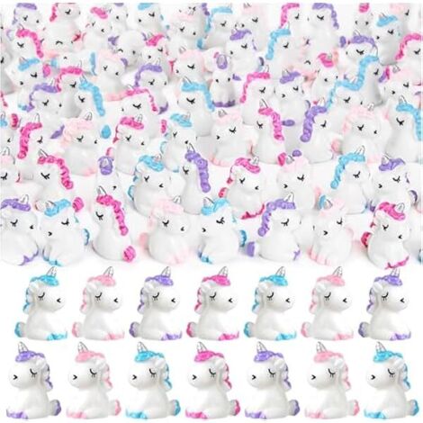 24 Pièces Mini Licornes, Mini Figurine Licorne Miniature, Petite Licorne Figurines, Licornes Figurines Minis Figurine en Résine pour Jardin Paysage, Aquarium, Maison de Poupée, Artisanat, Maison