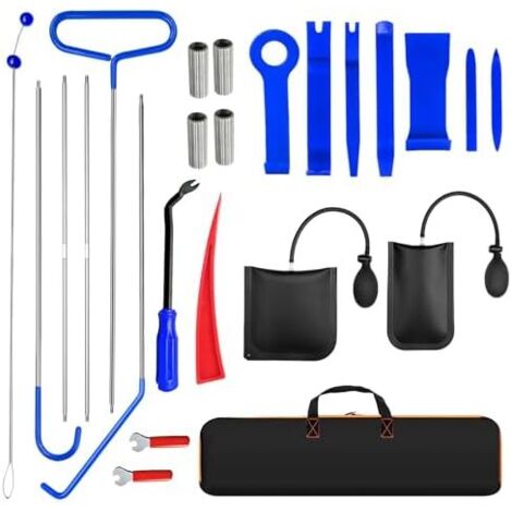 24 Pièces Outils Demontage Garniture Auto, Outil de Suppression Radio Audio, démontage Garnitures pour Panneau Accessoires Porte Autoradio Tableau De Bord Voiture (Bleu) -