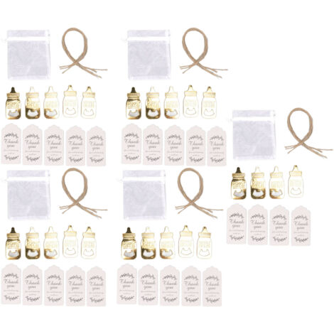 24 Pièces Ouvre-Bouteille Bébé Alliage Zinc Mignon Forme de Biberon Cadeau de Naissance Doré pour Fête