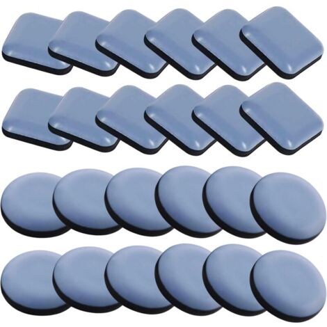 24 Pièces Patins pour Meubles, Patins Glisseurs pour Meubles en Teflon, Patins de Meubles, Patin Glisseur pour Meuble Lourd, pour Chaises, Table et Manger (12 Carré et 12 Rond, 2X2cm)