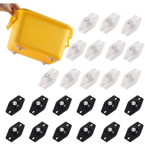 24 Pièces Petite Roulettes pour Meubles, Spetites Roulettes Adhésives, Roulettes Silencieuses pour Meubles Noir Et Blanc, Mini Roues à Rouleaux pour Petits Articles Ménagers