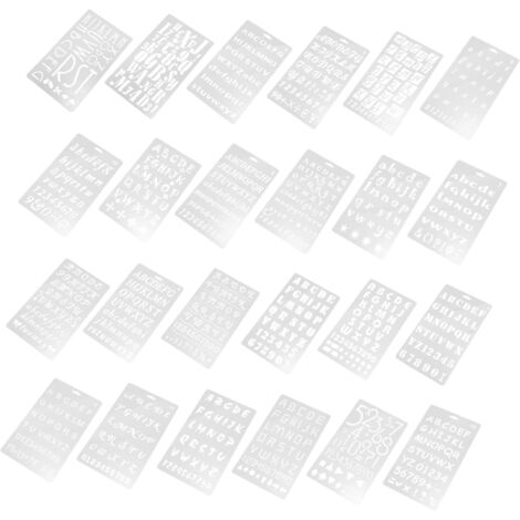 24 pièces Pochoirs de Peinture Lettres et Chiffres Modèles Alphabet