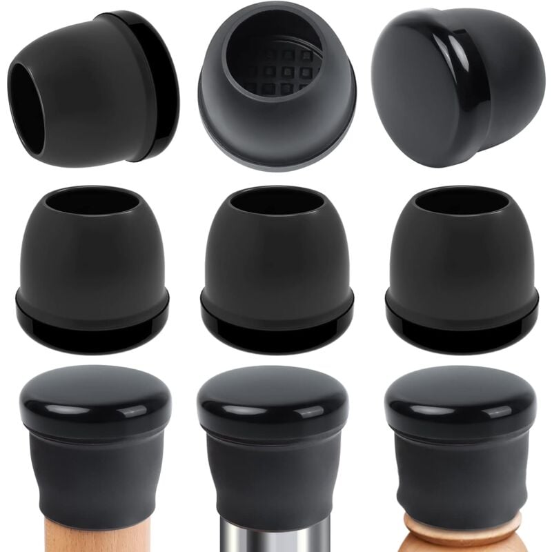 24 Pièces Protecteur de Sol en Silicone Noir Couvre Jambes de Meuble Embouts pour Pieds de Chaise avec Fond - 25-37MM de Diamètre