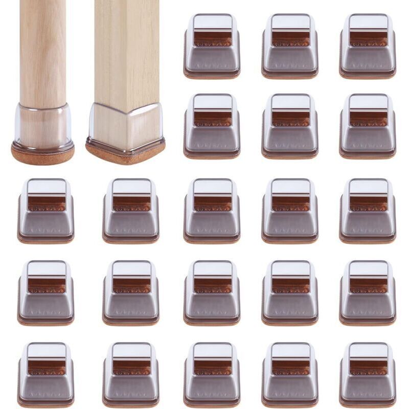 24 pièces Protection pour Pieds de Chaise 14-36mm avec Rembourrage en Feutre Transparent, Couvre de Meubles en Silicone 1,25" Protege élastique,
