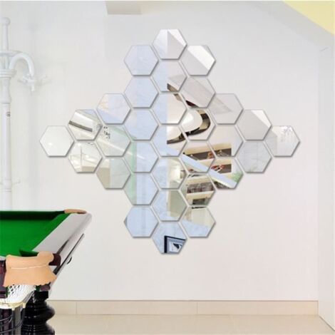 24 Pièces Réglage Miroir Acrylique Amovible Décalque Autocollant Mural pour Maison Salon Chambre Décor