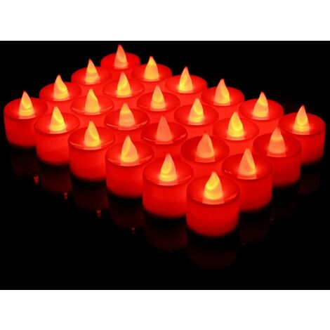 24 pièces scintillantes colorées fausses bougies lumineuses sans flamme LED bougies chauffe-plat lampe à piles confession de mariage décoration de vacances