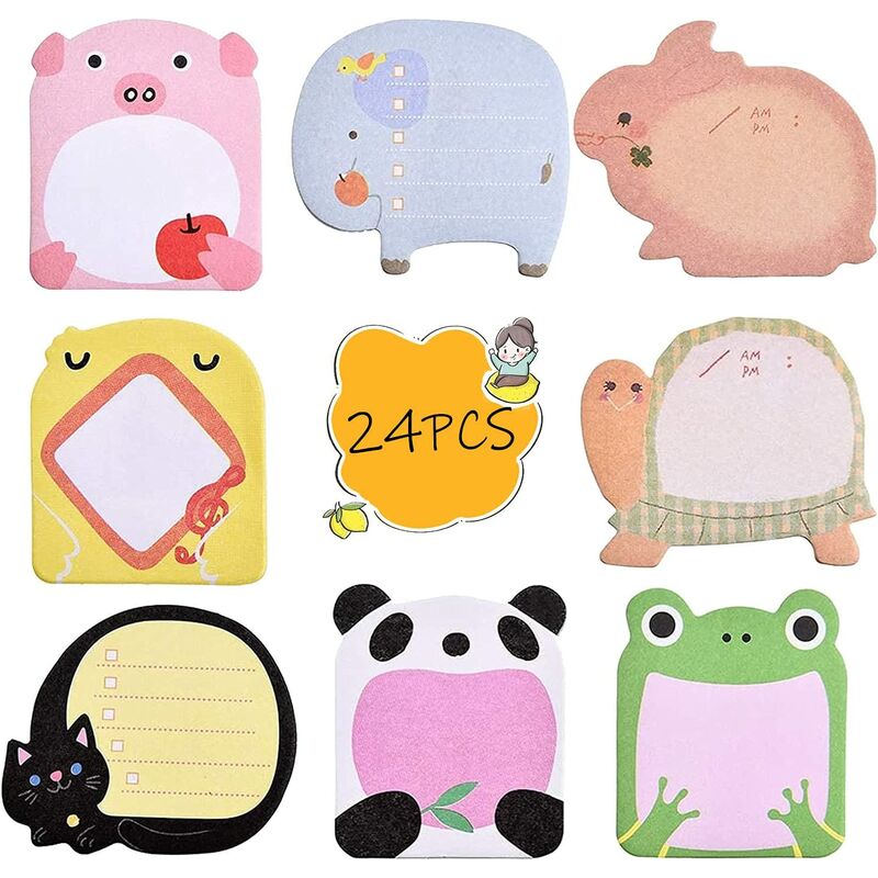 Image of 24 Pieces Sticky Notes, Mini Sticky Notes, Cute Sticky Note Sheets, for Fridge, School Office Notes, Office Memo (8 Styles)