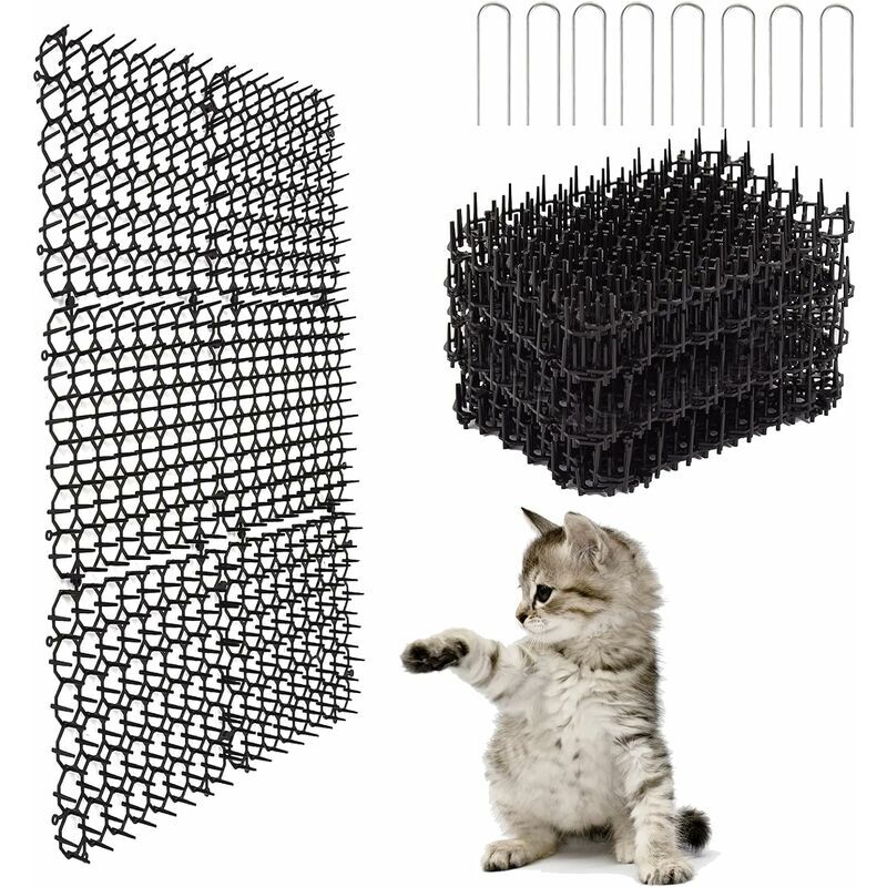24 Pièces Tapis Anti-Chat Jardin avec Pointes, Tapis Anti-Chat avec Epine, Tapis Répulsif Chat, Répulsif de Pointes d'animaux pour Jardin Intérieur