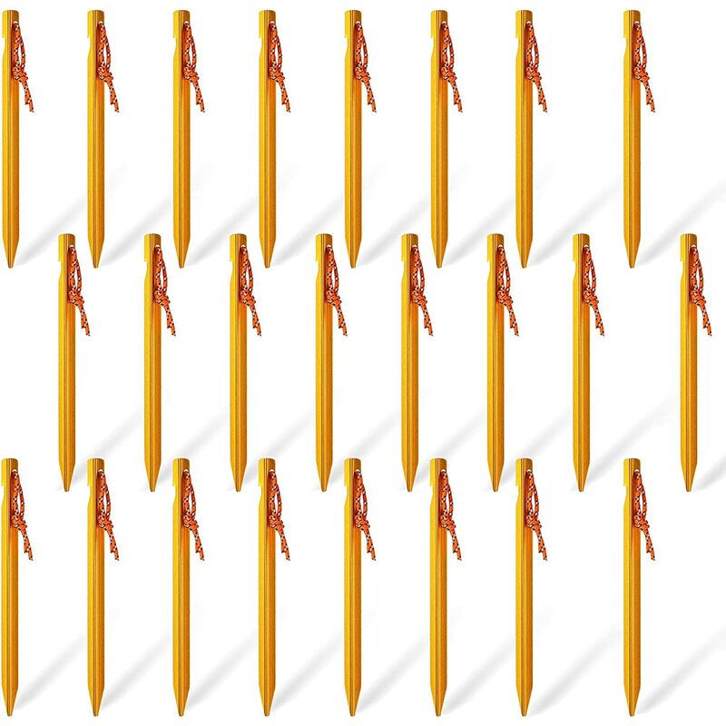24 Pieces Tent Stakes Pegs Camping Tent Pegs Lightweight Outdoor Metal Ground Stakes Metal Yard Tent Stakes for Fishing Hiking Hunting Backpacking