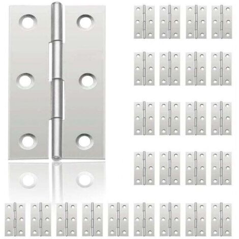 24 piezas (44 mm x 32 mm) bisagras de puerta pequeñas, bisagra de acero inoxidable para puertas de gabinetes, pianos, joyeros, herrajes para muebles para el hogar