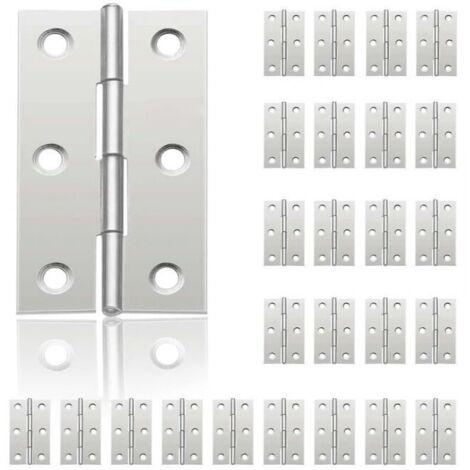 24 piezas (44 mm x 32 mm) bisagras de puerta pequeñas, bisagra de acero inoxidable para puertas de gabinetes, pianos, joyeros, herrajes para muebles para el hogar