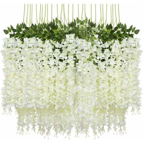 24 piezas de flores artificiales de glicina falsa, flores artificiales de seda para decoración del hogar, jardín, fiesta, boda