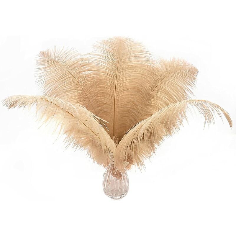 

24 piezas de plumas de avestruz blancas naturales de 25-30 cm (10-12 pulgadas) para decoración de bodas, arreglos florales y textiles para el hogar.