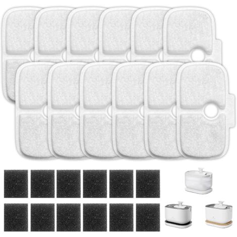 24 piezas filtro fuente de agua gato, filtro fuente gato incluye 12 filtros de carbón y 12 filtros de esponja, filtros de repuesto para Petlibro fuente