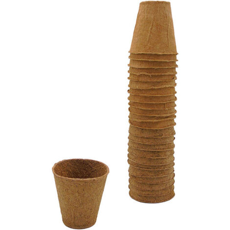 24 pots ronds biodégradables en fibres bois recyclées