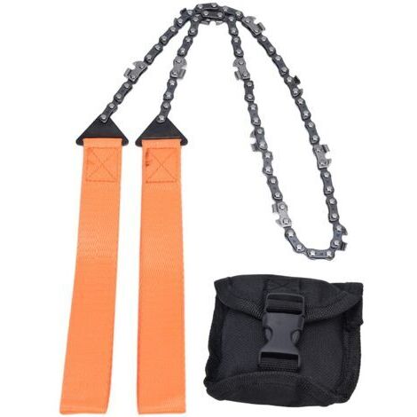 24 Pouces Extérieur Poche Tronçonneuse Survie Fermeture éclair Scie à Main Scie à Chaîne Outil pour la Coupe du Bois Orange Portable Survie Scies