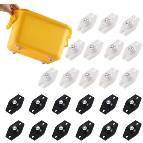 24 rotelle per piccoli mobili, rotelle adesive, rotelle silenziose per mobili, bianche e nere, mini rotelle per piccoli oggetti domestici