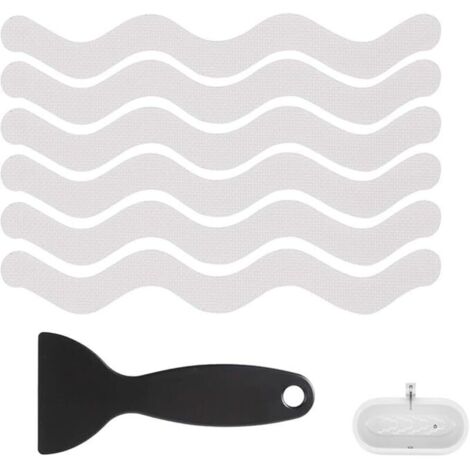 24 rutschfeste Badewannenaufkleber, Badewannenaufkleber, Duschaufkleber, wasserfest und transparent, für Badewannen, Treppen, Böden, inklusive kleiner Schaufel (181,3 cm)