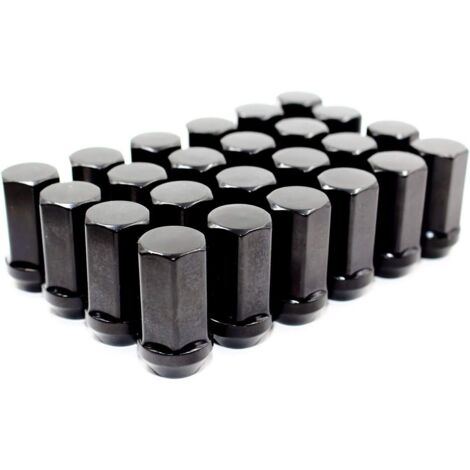 24 schwarze Duplex-Sechskantmuttern 14 x 1,5 mm, 45 mm Gesamtlänge, 7/8 x 22 mm für Cadillac, Chevy, Chevrolet, Ford