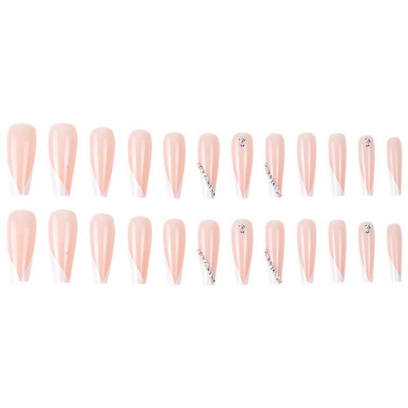 24 sets of fuchsia gradient artificial nails, short manicure for nail decoration for girls