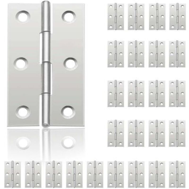24 small hinges for doors, stainless steel hinge, DIY door hinges for closet door, piano hinge, jewelry boxes, home furniture, cabinet (44 mm 32 mm)