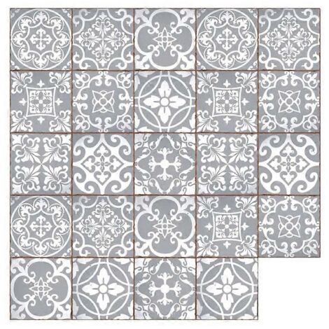 24 stickers carreaux marocains autocollants muraux adhésifs cuisine salle de bain déco DIY, motifs orientaux, revêtement mural facile à poser, 24 pièces.
