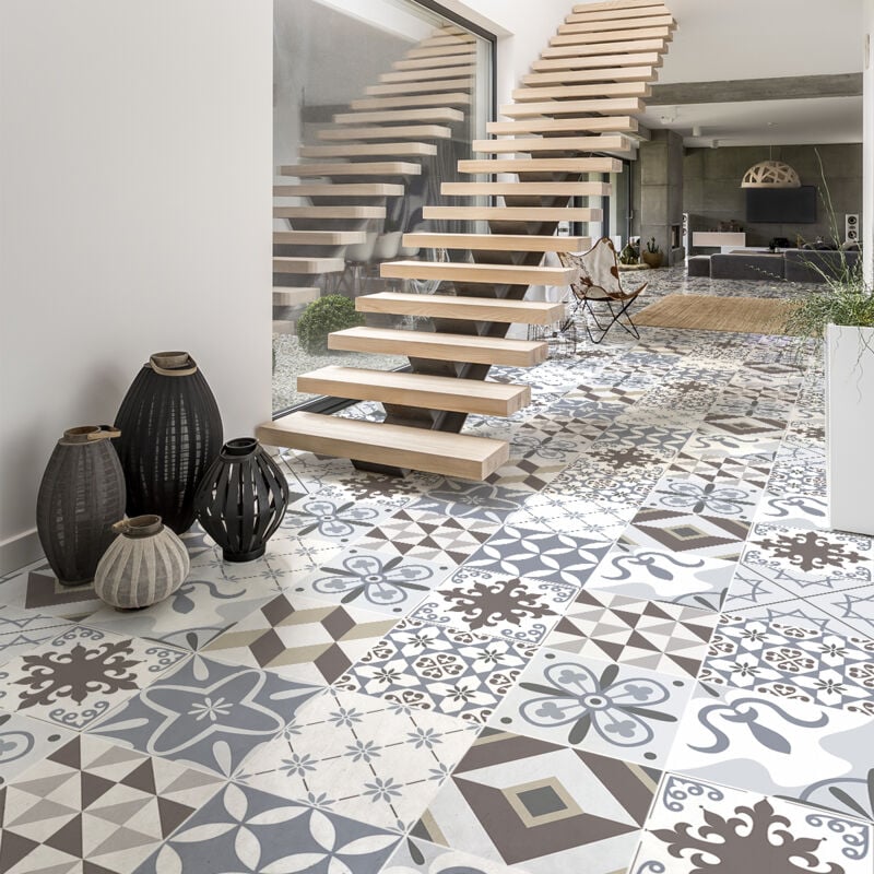 Stickers Sol Anti-dérapant avec Protection - carrelages scopello - 120x320cm-24stickers40x40cm