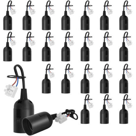 24 Stück E27 Fassungen mit Kabel, Baustellenfassungen Renovierung, E27 Lampenfassungen Ersatz mit Kabel für LED-, Halogen- und Glühlampen, Schwarz
