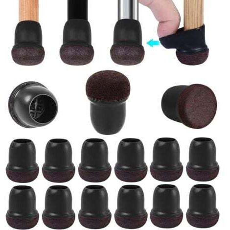 24 Stück Stuhlbeinkappen 14-19mm mit Filzgleitern, Möbelbeinschützer, Stuhlbeinschutzkappen für Möbel