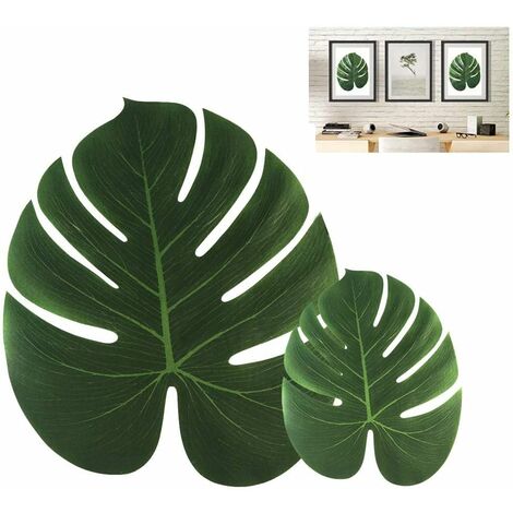 24 STÜCKE Künstliche weiche Palmblätter Blattsimulation Tropische Pflanzen Künstliche grüne Blätter mit zwei Blattgrößen kombiniert für Luau/Hawaiian/Dschungel/Strand
