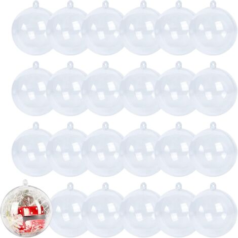 24 Stücke Weihnachten Acrylkugeln Transparent Christbaumkugeln Klein Weihnachten Deko Befüllen Kugel für Weihnachtsbaum Geschenke Hochzeit Party 60mm