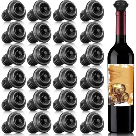 24 Tapones de Vino Resellable Bomba de Vino Tapón de Vacío Tapón de Vino al Vacío Tapón de Silicona para Ahorrar Vino Práctico Tapón para Ahorrar Vino para Suministros de Cocina Herramientas para Bote