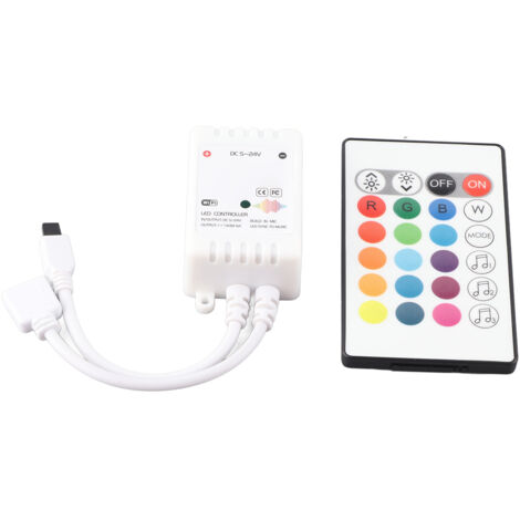 24-Tasten-IR-LED-Streifen-Controller mit WiFi und Bluetooth, DC5V-24V, intelligente Sprachsteuerung, kompatibel mit Tuya für Heim- und KTV-Beleuchtung.