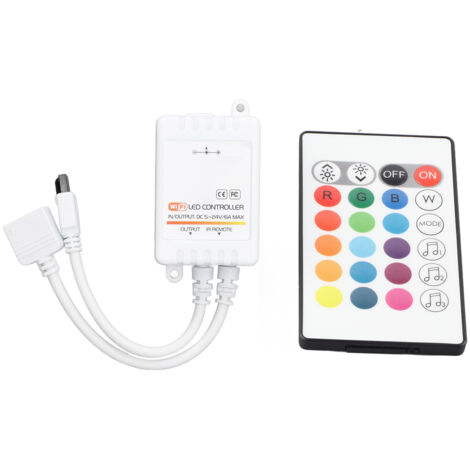 24-Tasten-IR-LED-Streifen-Controller mit WLAN und Bluetooth, DC 5–24 V, Tuya-kompatible Sprachsteuerung für KTV, 4 Kanäle