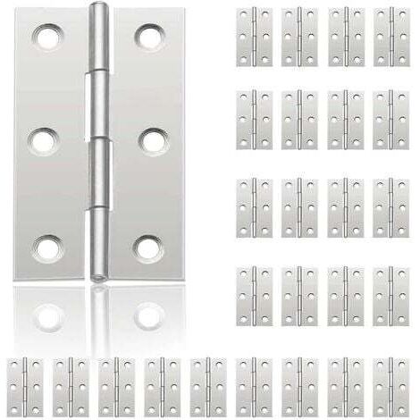 24-teilige kleine Türscharniere, Edelstahlscharniere, DIY-Türscharniere für Schranktüren, Klavierscharniere, Schmuckkästen, Wohnmöbel, Hardware-Schränke (44 mm 32 mm)