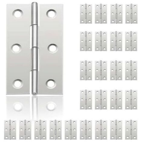 24-teilige kleine Türscharniere, Edelstahlscharniere, DIY-Türscharniere für Schranktüren, Klavierscharniere, Schmuckkästen, Wohnmöbel, Hardware-Schränke (44 mm 32 mm)  FLITI