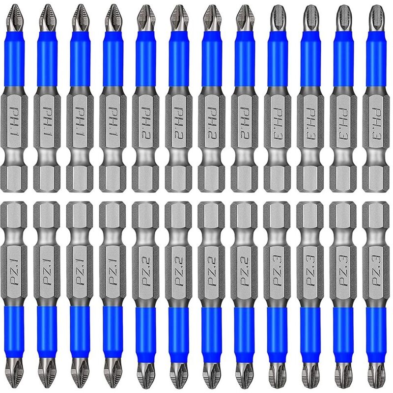 Image of 24-teiliges Schraubendreher-Bit-Set PH1 PH2 PH3 PZ1 PZ2 PZ3 1/4 Zoll Sechskantschaft