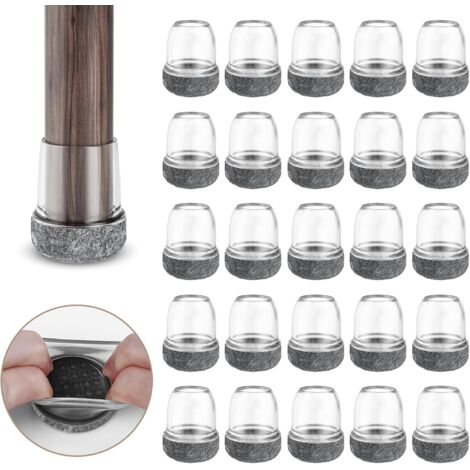 24-teiliges Stuhlbein-Schutzset für Stühle mit 22-26 mm Durchmesser, mit transparenter Filzpolsterung, Stuhlbeinüberzüge für Möbel