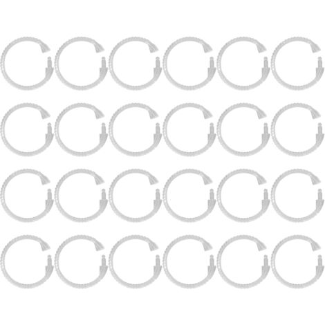 24 transparente, O-förmige ABS-Vorhangringe für Duschvorhänge und Badezimmergardinenstangen