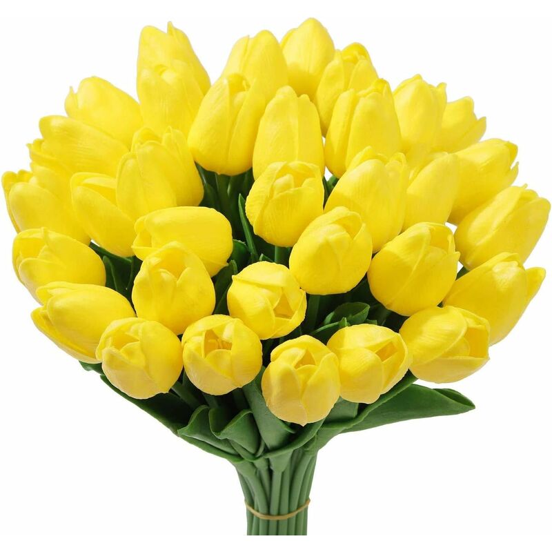 

24 tulipanes artificiales de látex, ramos de flores de novia falsas de tulipán realistas de un solo tallo para el hogar, bodas, fiestas, decoración