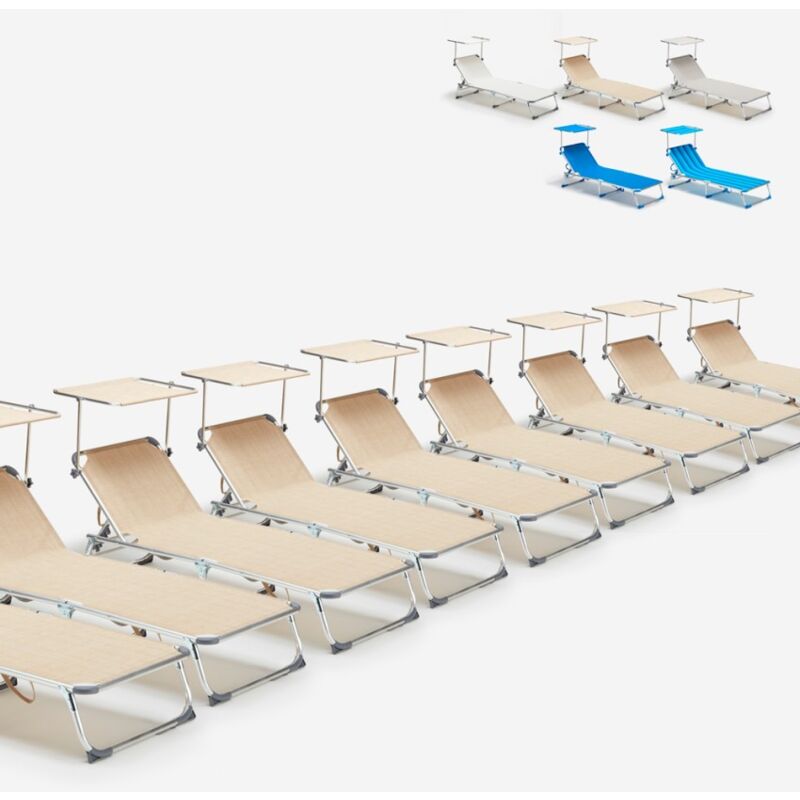 

24 Tumbonas de playa plegable portátil aluminio California | Beige