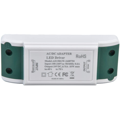 24 V DC 0,75 A 18 W LED-Netzteil, Konstantstromtransformator für LED-Streifen, geräuschlos, AC 100–240 V