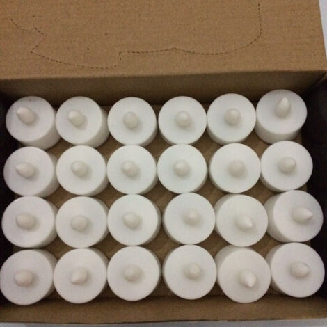 24 velas electrónicas LED sin llama para fiestas de cumpleaños y para crear un ambiente festivo, carcasa blanca con luz amarilla, 4,5 cm, incluye pilas AG10.